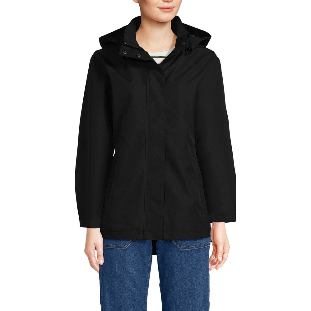 NEW Lands End Black System Shell Hooded Jacket Women's Size S